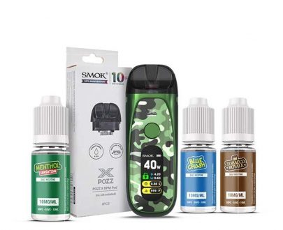 Smok Pozz X - Green Camo Pod Kit Bundle - Free Coils & E Liquid VBBUC4SPXB60B