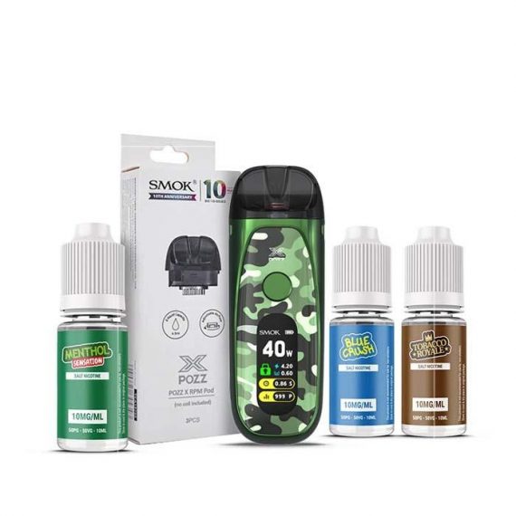 Smok Pozz X - Green Camo Pod Kit Bundle - Free Coils & E Liquid VBBUC4SPXB60B
